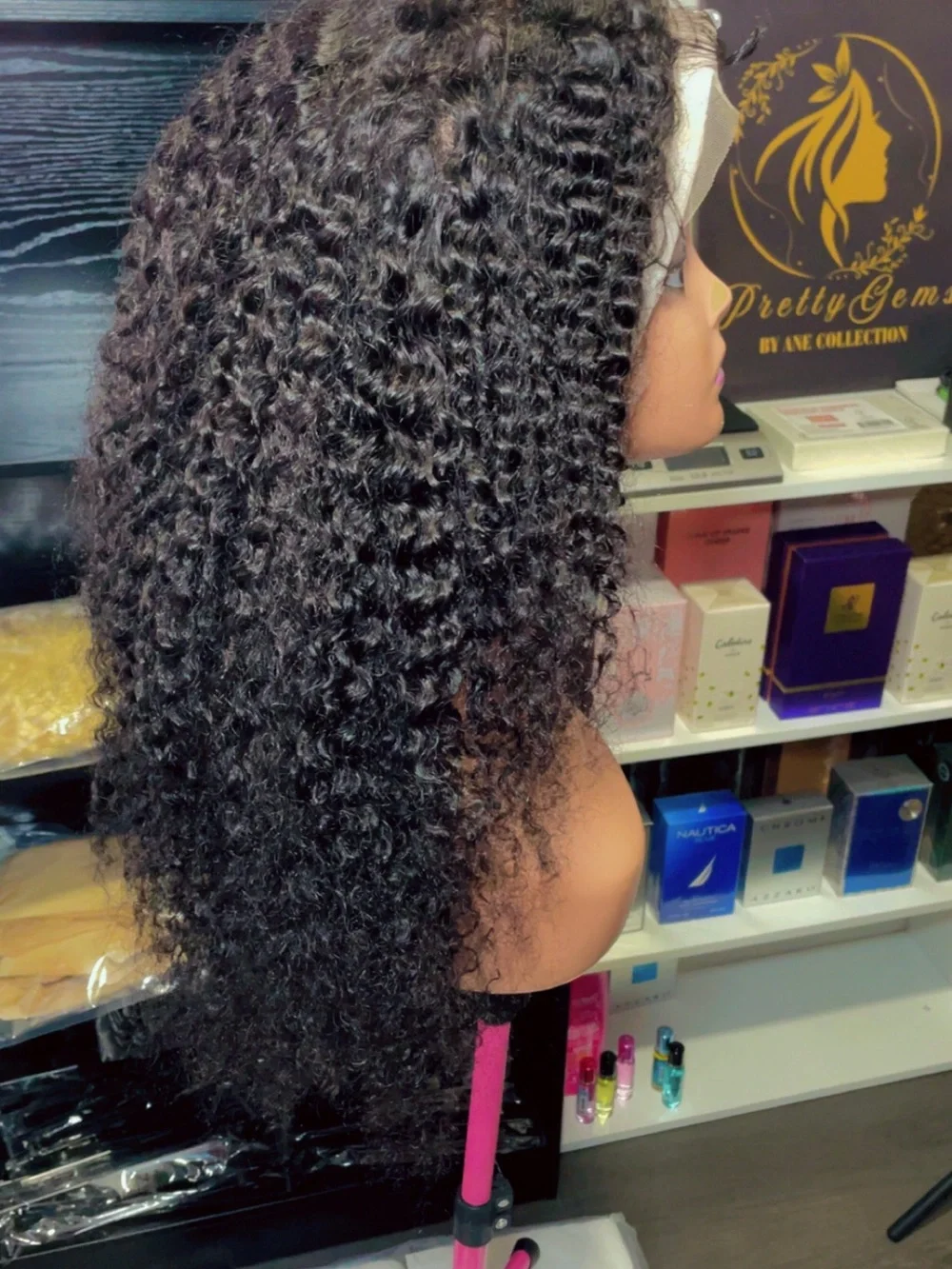 Natural Curly Lace Front Wig in Black - (PrettyGems By Ane Collection)